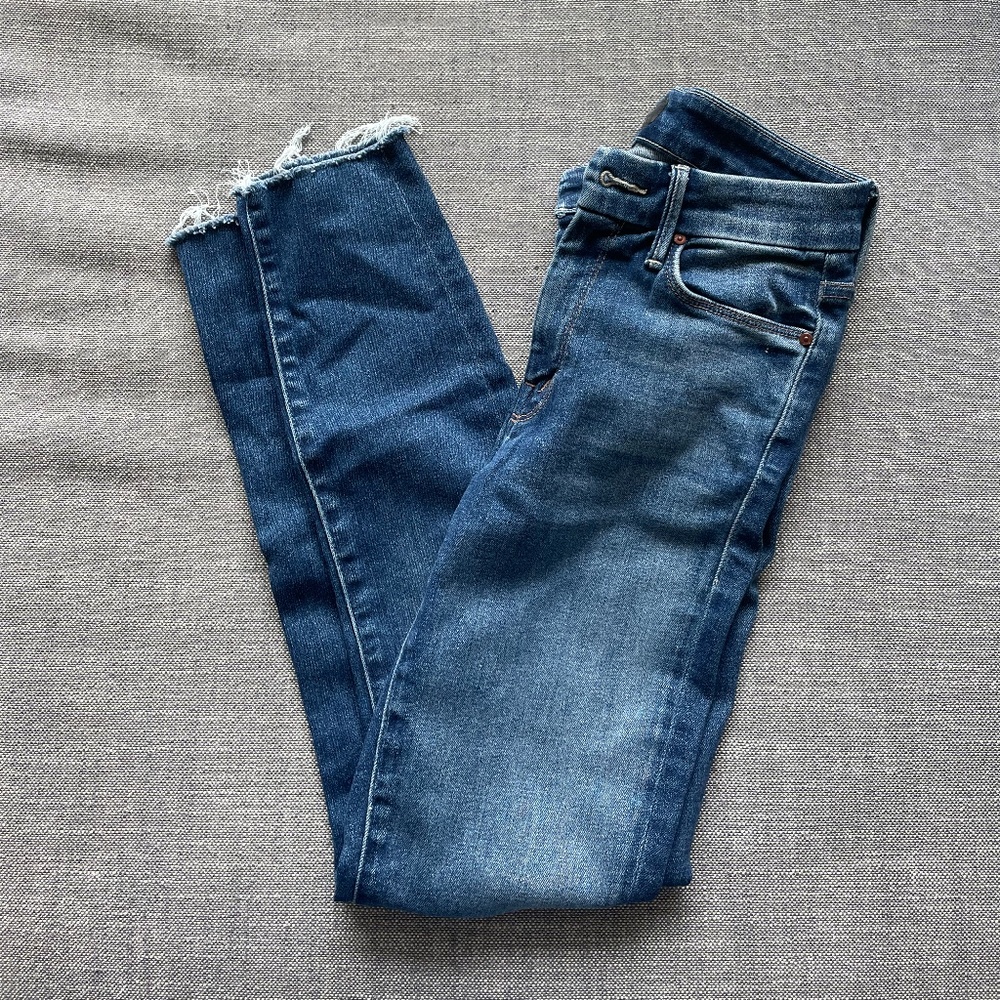 MOTHER The Looker High Waist Fray Ankle Skinny Jeans Size 25